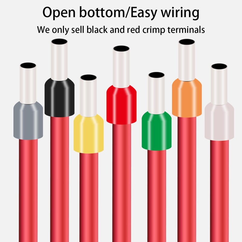 Teansic 400PCS Wire Ferrules Kit AWG 22 (0.5mm²) Crimp Connectors End Terminal,E0510 Insulated Ferrule Pin Cord End Terminal(200 Black + 200 Red) - Image 5